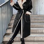 Women's Thick Windproof Belted Long Trench Coat Outerwear