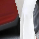Bodycon Long Sleeves Contrast Color Elasticity Pleated Split-Joint Deep V-Neck Maxi Dresses