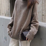 Turtleneck Cashmere Sweater Women Loose Pullover Lazy Wind Warm Knitted Pullover