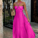 Lily Crompton | Pleated Halter Maxi Dress For Women