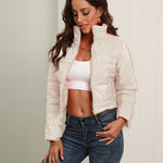 Short Puffer Jacket Stands Up Zipper Outerwear