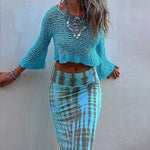 Stitching Hollow Women's Knitted Sweater Loose Round Neck Sunscreen Blouse