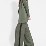 Two-Piece Set Long Sleeve Lapel Leisure Blazers Plain Wide Leg Pants Suits