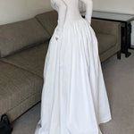 Long Sleeves Pleated Solid Color Split-Joint Off-The-Shoulder Maxi Dresses