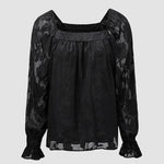 Nadorine Ruffle Sleeve Solid Color Pullover Square Neck Chiffon Top for Women Cute Summer Casual 2026 | Under $40