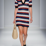 Women's Minimalist, Lightweight Knitted Mini Dress With Colorful Stripes
