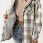 Snap Button Sherpa Lined Hooded Flannel Jacket