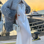 Solid Knit Sequined Sweater Jacket
