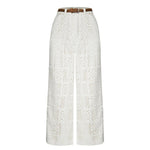 Joyful Bond Crochet Lace Mid Rise Pocketed Wide-leg Pants