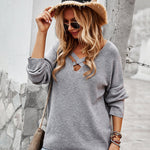 Sexy Hollow V Neck Long Sleeve Sweater