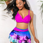 Split High-waisted Lotus Leaf Edge Printing Bikini Swimsuit