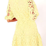 Solid Color Lace Cutout Balloon Sleeves and Waist Tie Mini Dress