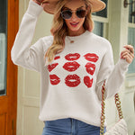 Valentine's Day Heart Lips Pattern Sweater