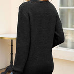 Nadorine Casual Heart Round Neck Pullovers Long Sleeve Sweaters