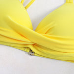 Split High-waisted Lotus Leaf Edge Printing Bikini Swimsuit