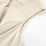 Nadorine Cotton Linen Vest Wide-leg Pants Two-piece Set Summer Slanted Buckle Design Suit