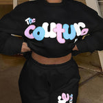 Two Piece Outfits Casual Lounge Sets Printed Round Neck Sweatshirt Pullover with Sweatpants