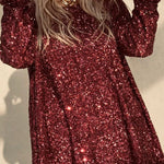 Haute Holidays Sequin Wide Neck Long Sleeve Loose Top