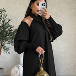 Loose Solid Color Long Sleeves Maxi Dresses