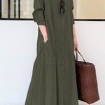 Long Sleeve Simple Loose Casual Long Dress
