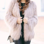 Solid Color Plush Long Sleeve Lapel Imitation Floating Coat