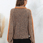 Casual Long Sleeves Loose Contrast Color Half Turtleneck Sweater Tops