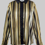 Long Sleeves Buttoned Striped Lapel Blouses&Shirts Tops