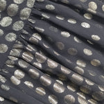 Long Sleeves Puff Sleeves Pleated Polka Dot Shiny Split-Joint High Neck Mini Dresses