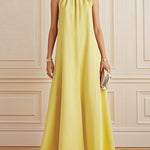 A-Line Loose Pleated Solid Color Mock Neck Maxi Dresses