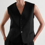 Nadorine Casual Single-Breasted Sleeveless Crop Vest