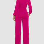 Elegant Long Sleeve Straight Long Pants Jumpsuits Clubwear Rompers with Pockets