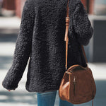 Plush Coat Lapel Long Sleeved Cardigan Jacket