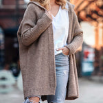 Hooded Batwing Knit Sweater with Soft and Loose Fit, Back Panel Patchwork