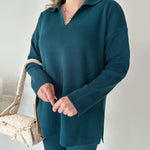 Women's Two Piece Sets Casual Loose Knitted Long Sleeve Sweater + Wide Leg Pants