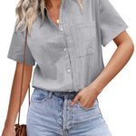 Short Sleeve Blouses Lightweight Loose Top - Nadorine (Us Only)