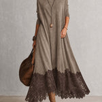 Milly | Lace-Hem Suede Maxi Dress