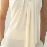 Chic Draped Halter Top With Elegant Floral Detailing