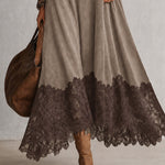 Milly | Lace-Hem Suede Maxi Dress