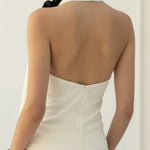 Chic Draped Halter Top With Elegant Floral Detailing