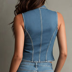 Retro Chic Structured Denim Corset Vest