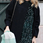 Skobeloff Velvet Sequin Short Sleeve Mini Dress