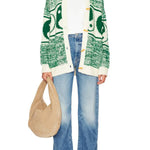 Opposites Attract Knit Yin-yangs Print Crewneck Oversized Cardigan