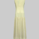 Sleeveless Gauze Pleated Solid Color Split-Joint Boat Neck Evening Dresses Maxi Dresses