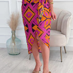 Bahamas geometric pattern slit skirt