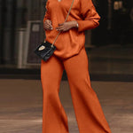 Long Sleeves Loose Solid Color V-Neck Pullovers