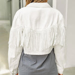 Fringe Denim Jacket Cropped Tassel Jean Jacket
