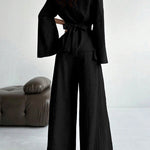 High Waisted Loose Solid Color Split-Joint Pants Trousers