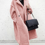 Loose Lamb-wool Coat Teddy Fur Lapel Mid-length Plush Coat