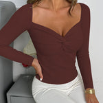 Sexy Cross V Neck Long Sleeve Sweater