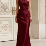 Asymmetric One-Shoulder Satin Maxi Dress